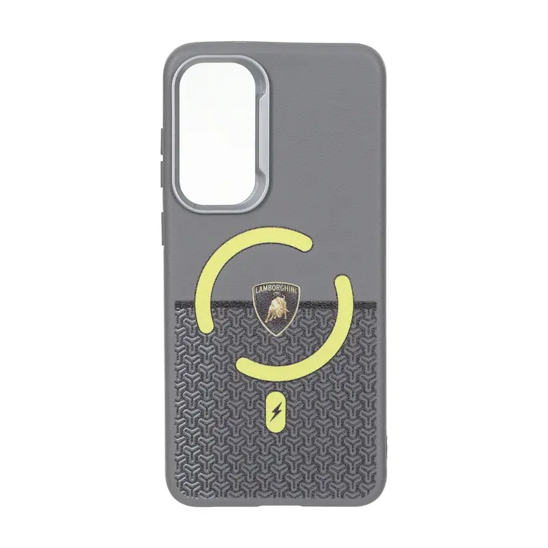 قاب گوشی Galaxy S25 FE سامسونگ لدر دیزاین SOFT Lether Design سیلیکونی طرح مگ سیف خاکستری کد 99568