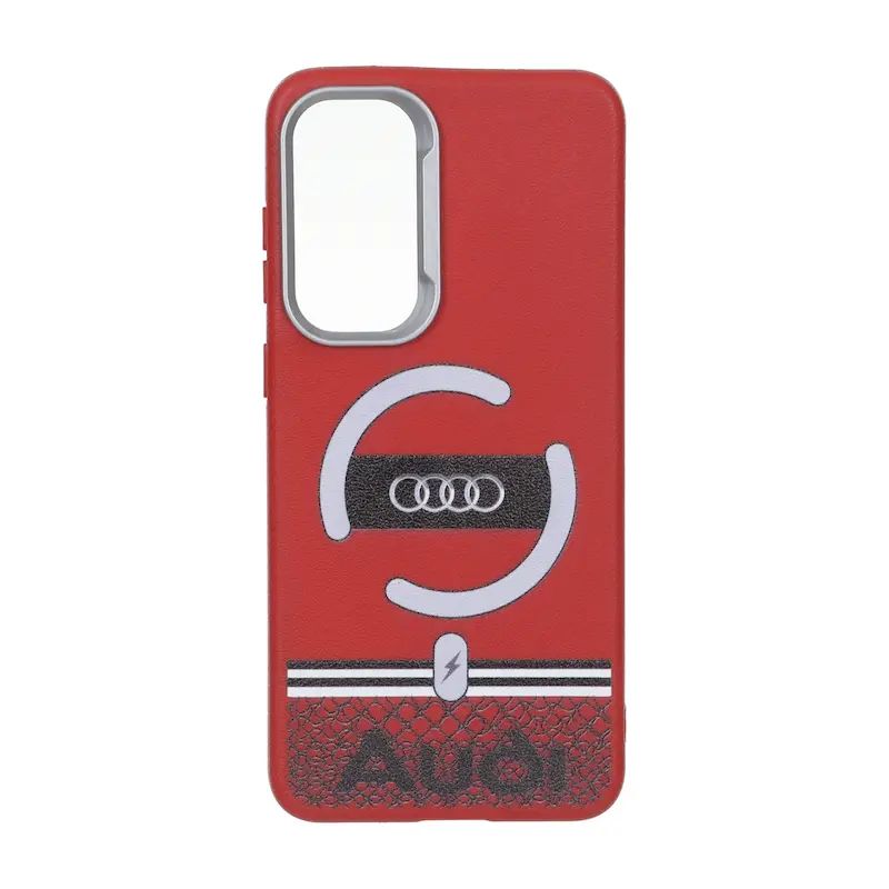 قاب گوشی Galaxy S25 FE سامسونگ لدر دیزاین SOFT Lether Design سیلیکونی طرح مگ سیف قرمز کد 99570