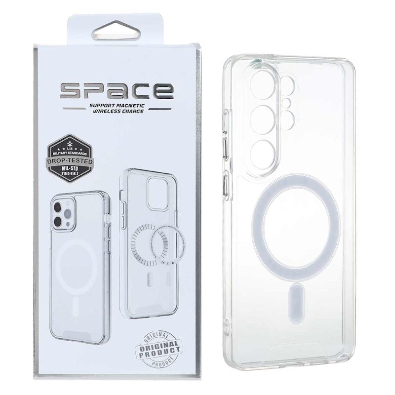قاب گوشی Galaxy S26 Ultra سامسونگ اورجینال اسپیس مگ سیف Space Mag safe طرح طلقی شیشه ای شفاف کد 99574