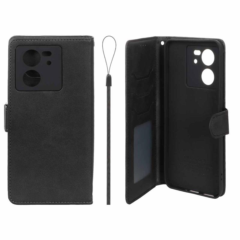 کیف گوشی Xiaomi 13T - Xiaomi 13T Pro شیائومی مگنتی طرح چرم کتابی بنددار مشکی کد 99616
