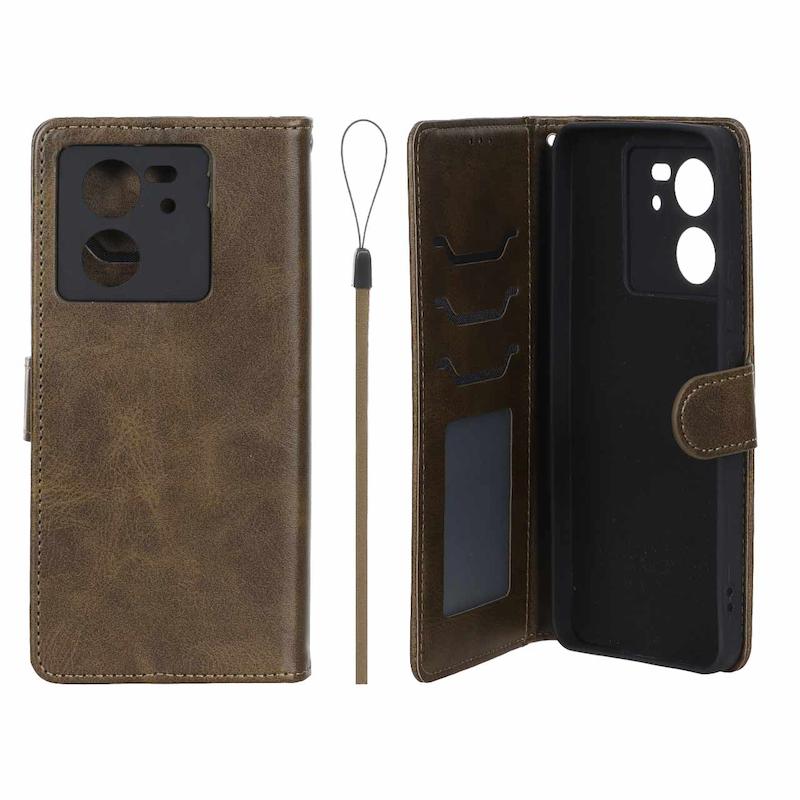 کیف گوشی Xiaomi 13T - Xiaomi 13T Pro شیائومی مگنتی طرح چرم کتابی بنددار سبز زیتونی کد 99619