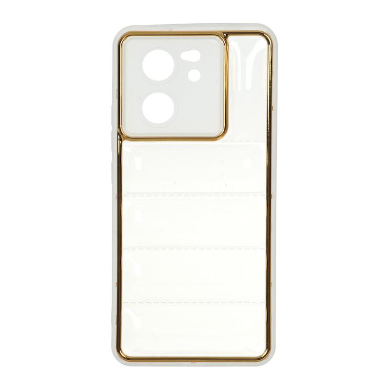 قاب گوشی Xiaomi 13T - Xiaomi 13T Pro شیائومی پافر شفاف دور متال محافظ لنز دار طلایی کد E41-99624