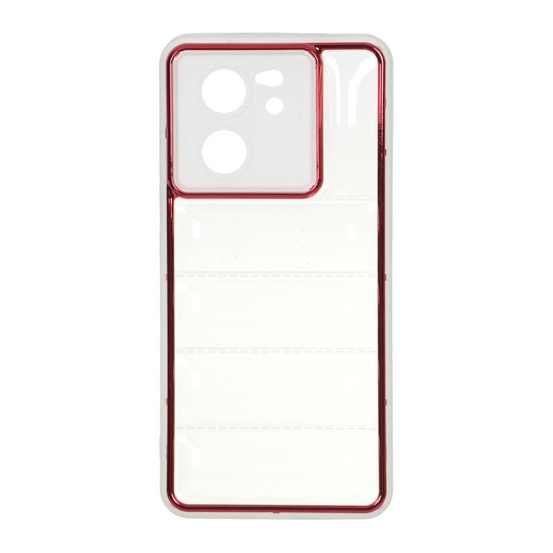 قاب گوشی Xiaomi 13T - Xiaomi 13T Pro شیائومی پافر شفاف دور متال محافظ لنز دار قرمز کد E41-99625