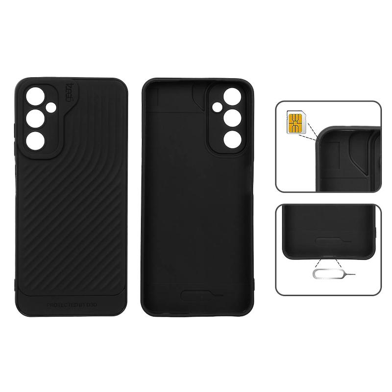 قاب گوشی Galaxy A05S سامسونگ اورجینال GEAR4 سیلیکونی راه راه محافظ لنز دار مشکی کد 99631