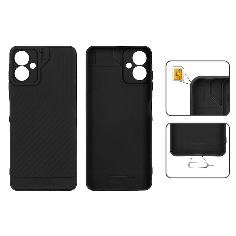 قاب گوشی Galaxy A06 سامسونگ اورجینال GEAR4 سیلیکونی راه راه محافظ لنز دار مشکی کد 99636