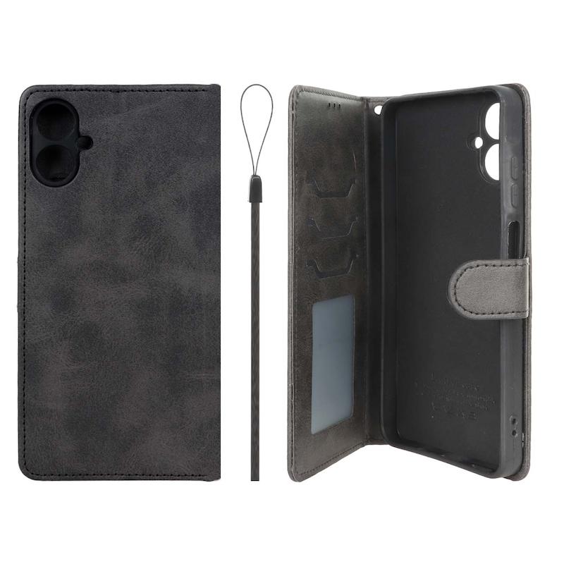 کیف گوشی Galaxy A06 سامسونگ مگنتی طرح چرم کتابی بنددار مشکی کد 99637