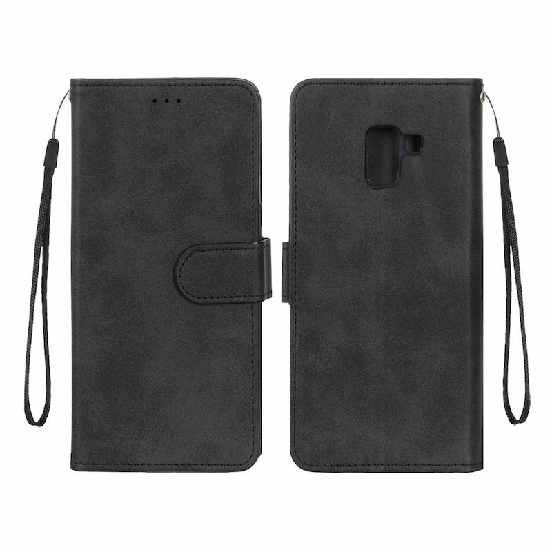 کیف گوشی Galaxy A8 Plus سامسونگ مگنتی طرح چرم کتابی بنددار مشکی کد 99715