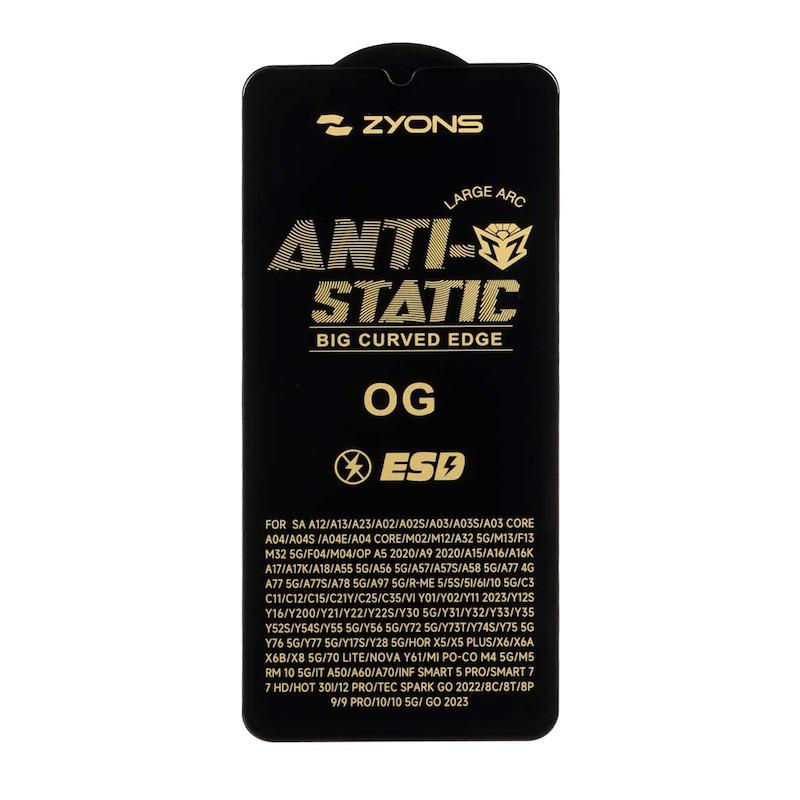 گلس گوشی Galaxy A12 - A02 - A02S - A03 - A03S - A03 Core - A04 - A04S - A04E - A13 4G - A32 5G - A03 Core - M02 - M12 - M04 - M32 5G - F02S - F04 - Poco M5 - Redmi 10 5G - Redmi 11 Prime 4G - Honor X5 Plus - X5B - X5B Plus - Honor X6 - X6A - X6B - Honor X8 5G شیشه ای ZYONS LARGE ARC سری ESD Anti Static اورجینال کد 99718