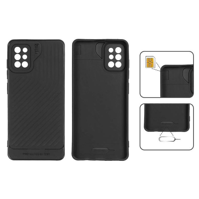 قاب گوشی Galaxy A31 سامسونگ اورجینال GEAR4 سیلیکونی راه راه محافظ لنز دار مشکی کد 99804