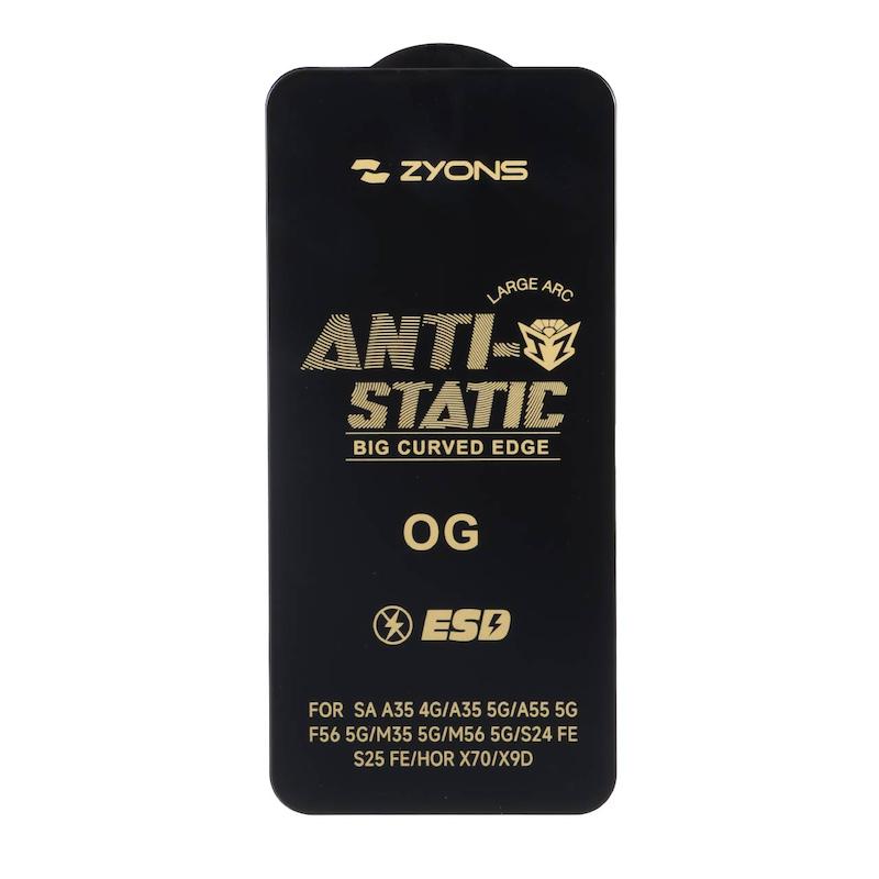 گلس گوشی Galaxy A35 - A55 - S24 FE - S25 FE - Honor X70 - Honor X9D شیشه ای ZYONS LARGE ARC سری ESD Anti Static اورجینال