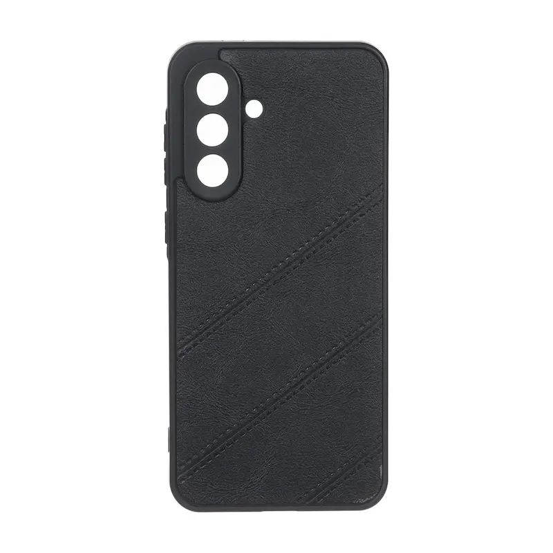 قاب گوشی Galaxy A36 سامسونگ شیائومی طرح چرمی ساده محافظ لنزدار مورب مشکی کد 99830
