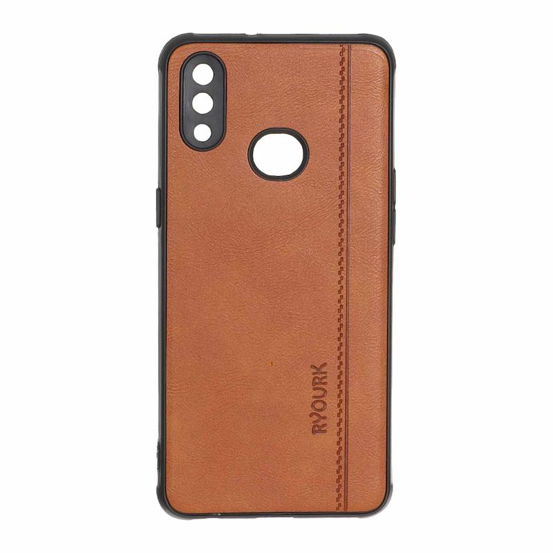 قاب گوشی Galaxy A10S سامسونگ ژله ای چرمی ساده Ryourk عسلی کد 159873