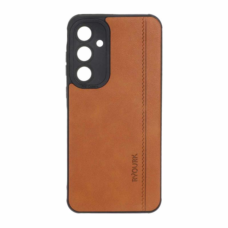 قاب گوشی Galaxy A35 سامسونگ ژله ای چرمی ساده Ryourk عسلی کد 159898