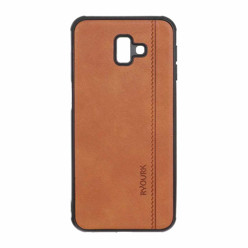 قاب گوشی Galaxy J6 Plus سامسونگ ژله ای چرمی ساده Ryourk عسلی کد 159923