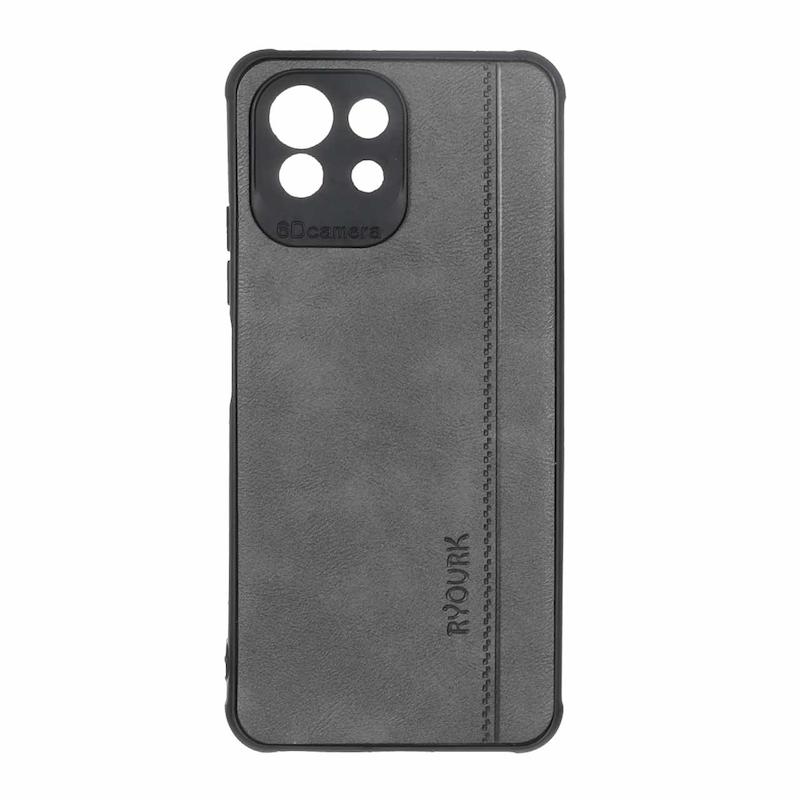 قاب گوشی Xiaomi Mi 11 Lite 4G - Mi 11 Lite 5G - Mi 11 Lite Ne شیائومی  ژله ای چرمی ساده Ryourk خاکستری کد 159931