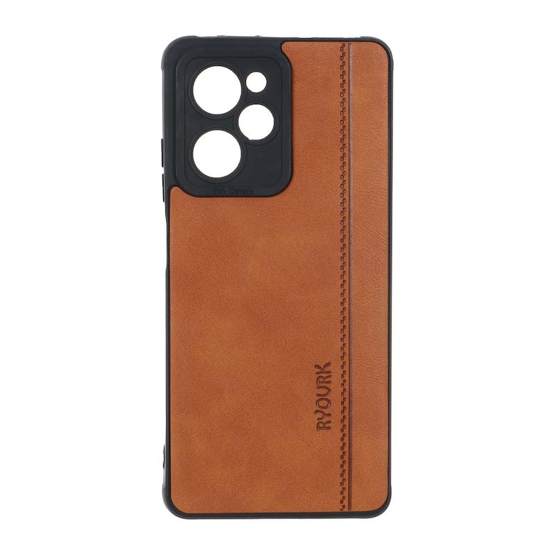 قاب گوشی Poco X5 Pro شیائومی ژله ای چرمی ساده Ryourk عسلی کد 159933