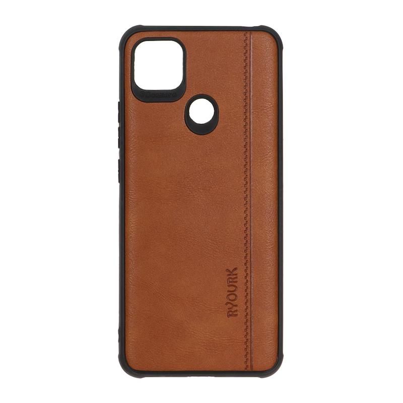 قاب گوشی Redmi 9C - Redmi 10A - Poco C3 شیائومی  ژله ای چرمی ساده Ryourk عسلی کد 159938