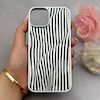 قاب گوشی iPhone 13 - iPhone 14 آیفون اورجینال یونیک کیس لاکچری رزینی راه راه دخترونه سیلور کد 157923