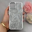 قاب گوشی iPhone 13 - iPhone 14 آیفون اورجینال یونیک کیس لاکچری رزینی راه راه دخترونه سیلور کد 157923