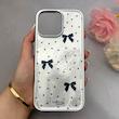 قاب گوشی iPhone 16 Pro Max آیفون اورجینال یونیک کیس لاکچری رزینی پاپیونی دخترونه سیلور کد 157925