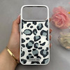 قاب گوشی iPhone 17 Pro Max آیفون اورجینال یونیک کیس لاکچری رزینی پلنگی دخترونه سیلور کد 157928