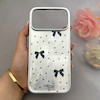 قاب گوشی iPhone 17 Pro Max آیفون اورجینال یونیک کیس لاکچری رزینی پاپیونی دخترونه سیلور کد 157930