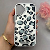 قاب گوشی iPhone 17 آیفون اورجینال یونیک کیس لاکچری رزینی پلنگی دخترونه سیلور کد 157936