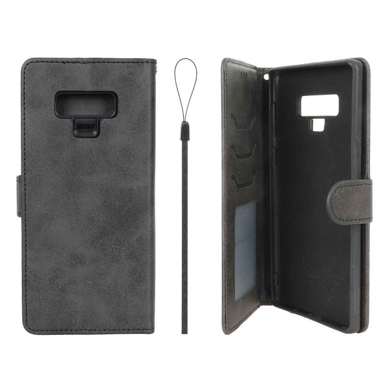 کیف گوشی Galaxy Note 9 سامسونگ مگنتی اورجینال چرم کتابی جاکارتی دار محافظ لنزدار مشکی دارای بند کد 99942