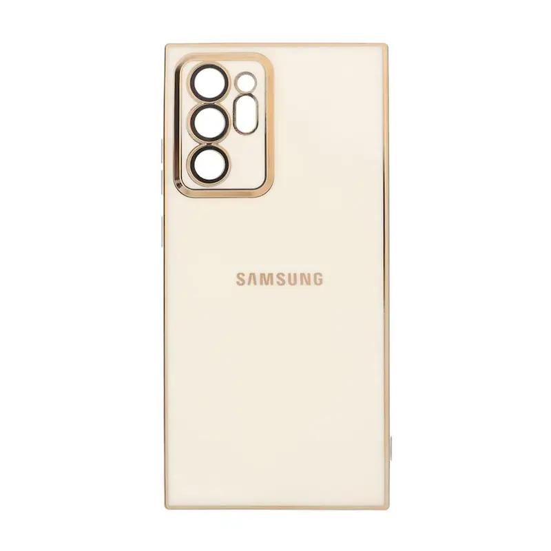 قاب گوشی Galaxy Note 20 Ultra سامسونگ طرح ژله ای مای کیس گلد لاین دور طلایی محافظ لنز دار سفید کد 99945