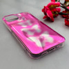 قاب گوشی iPhone 13 - iPhone 14 آیفون موج دار ابر و بادی براق درجه یک لنز برجسته طرح پروانه صورتی کد 159178