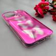 قاب گوشی iPhone 13 - iPhone 14 آیفون موج دار ابر و بادی براق درجه یک لنز برجسته طرح پروانه صورتی کد 159178