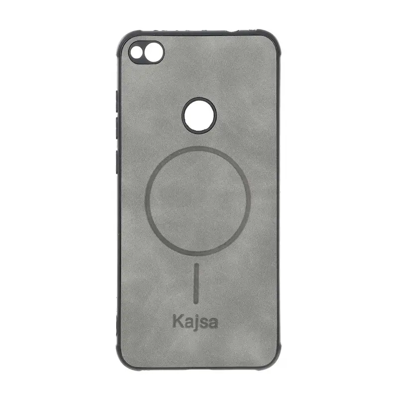 قاب گوشی Honor 8 Lite آنر ژله ای چرمی جیر کجسا KAJSA طرح مگ سیف Magsafe طوسی کد 99949