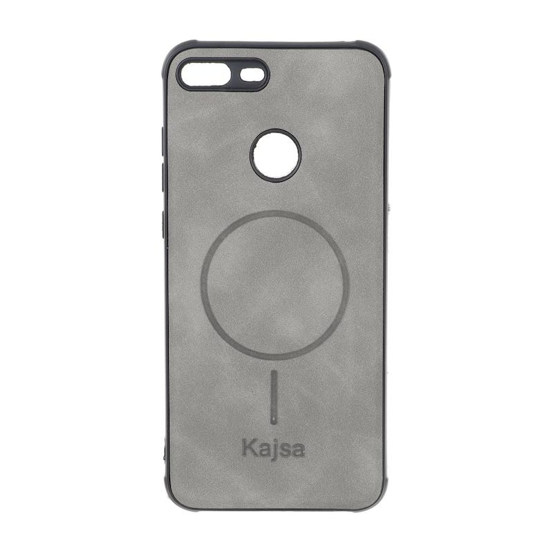 قاب گوشی Honor 9 Lite آنر ژله ای چرمی جیر کجسا KAJSA طرح مگ سیف Magsafe طوسی کد 99964