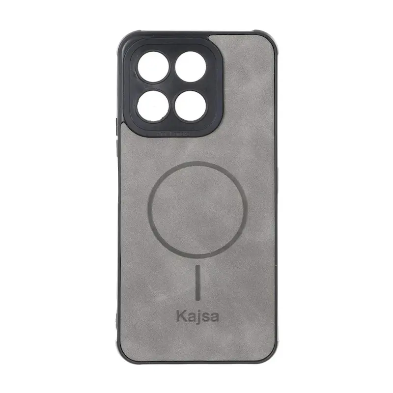 قاب گوشی Honor X5B - Honor X5B Plus آنر ژله ای چرمی جیر کجسا KAJSA طرح مگ سیف Magsafe طوسی کد 99999