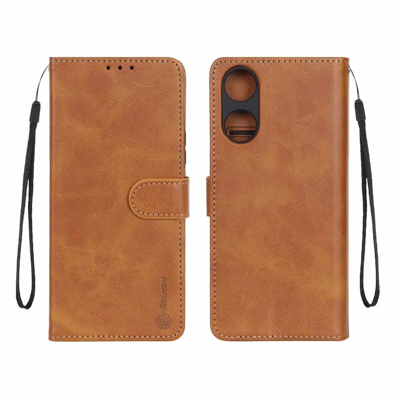 کیف گوشی Honor X5 Plus آنر مگنتی طرح چرم کتابی محافظ لنزدار عسلی کد 180048