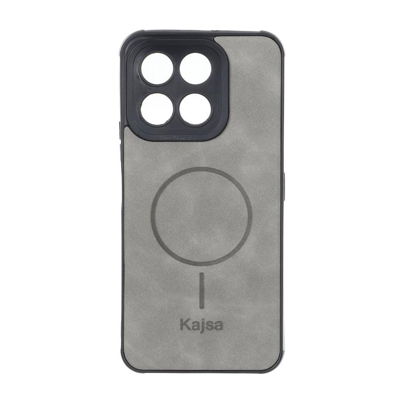قاب گوشی Honor X6B آنر ژله ای چرمی جیر کجسا KAJSA طرح مگ سیف Magsafe طوسی کد 180056