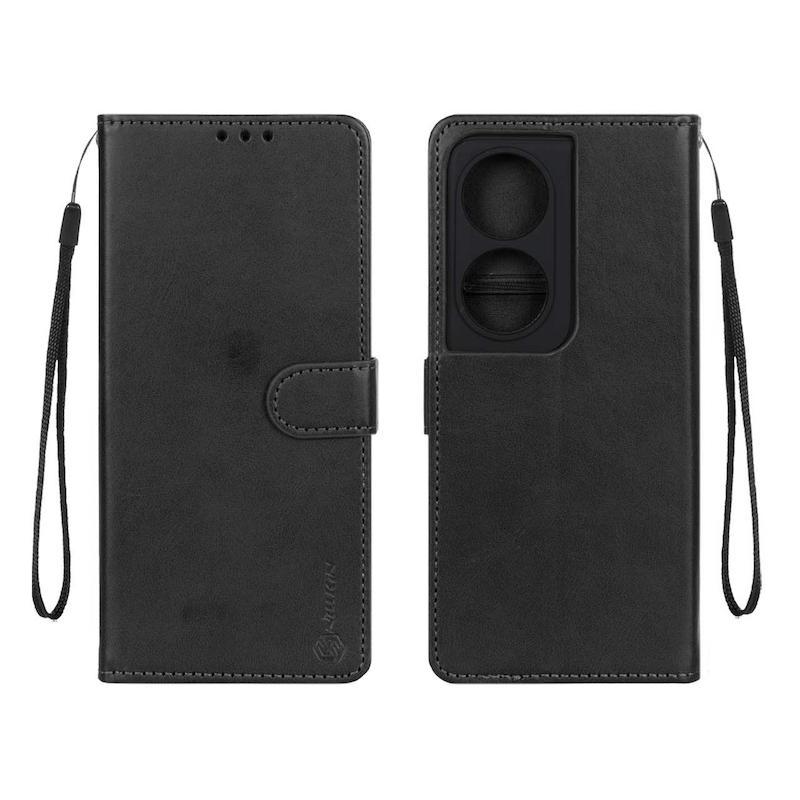 کیف گوشی Honor X7B آنر مگنتی طرح چرم کتابی نیلکین NILLKIN محافظ لنزدار بنددار مشکی کد 180065