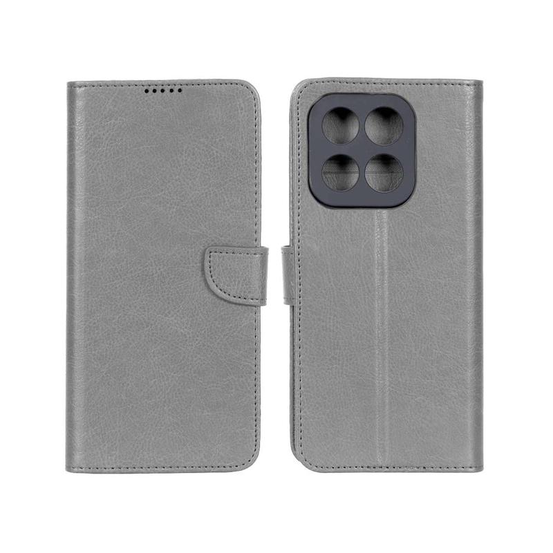 کیف گوشی Honor X7D آنر مگنتی طرح چرم کتابی محافظ لنزدار طوسی کد 180081