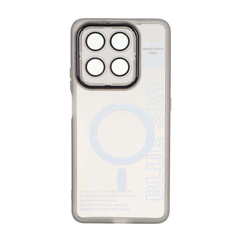 قاب گوشی Honor X7D آنر اورجینال متال کیس Metal طرح ژله ای شفاف طرح مگ سیف محافظ لنز دار خاکستری کد 180084