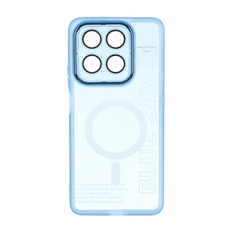 قاب گوشی Honor X7D آنر اورجینال متال کیس Metal طرح ژله ای شفاف طرح مگ سیف محافظ لنز دار آبی کد 180085