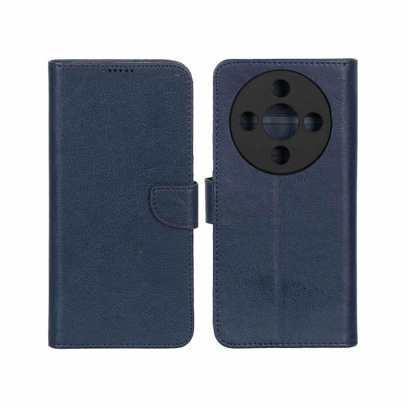 کیف گوشی Honor X9D آنر مگنتی طرح چرم کتابی محافظ لنزدار سرمه ای کد 180101