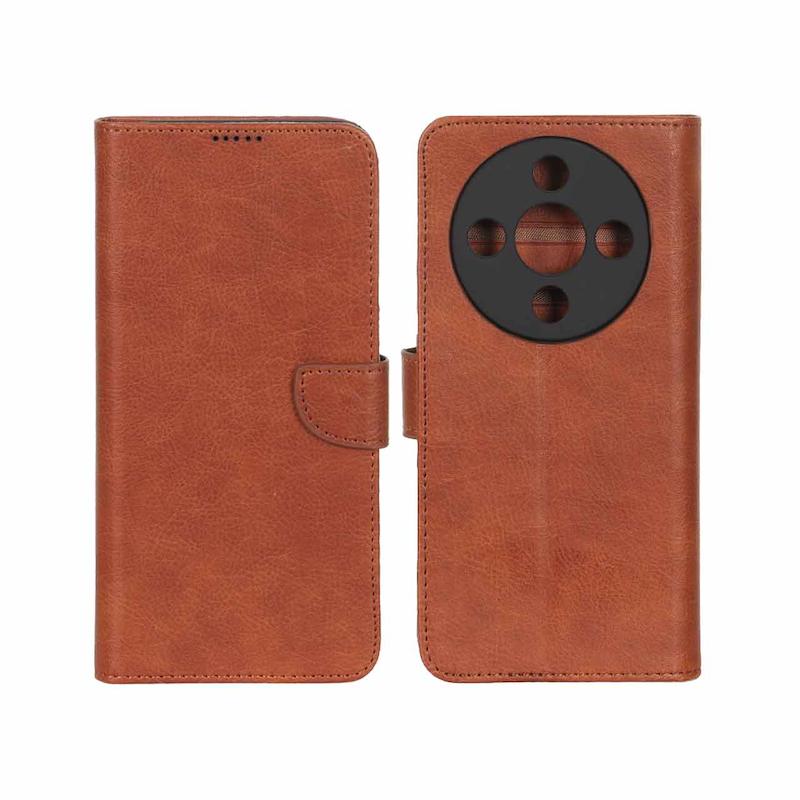 کیف گوشی Honor X9D آنر مگنتی طرح چرم کتابی محافظ لنزدار قهوه ای کد 180103