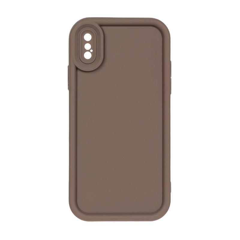 قاب گوشی iPhone X - iPhone XS آیفون سیلیکونی ژله ای Solid محافظ لنزدار قهوه ای کد 180127