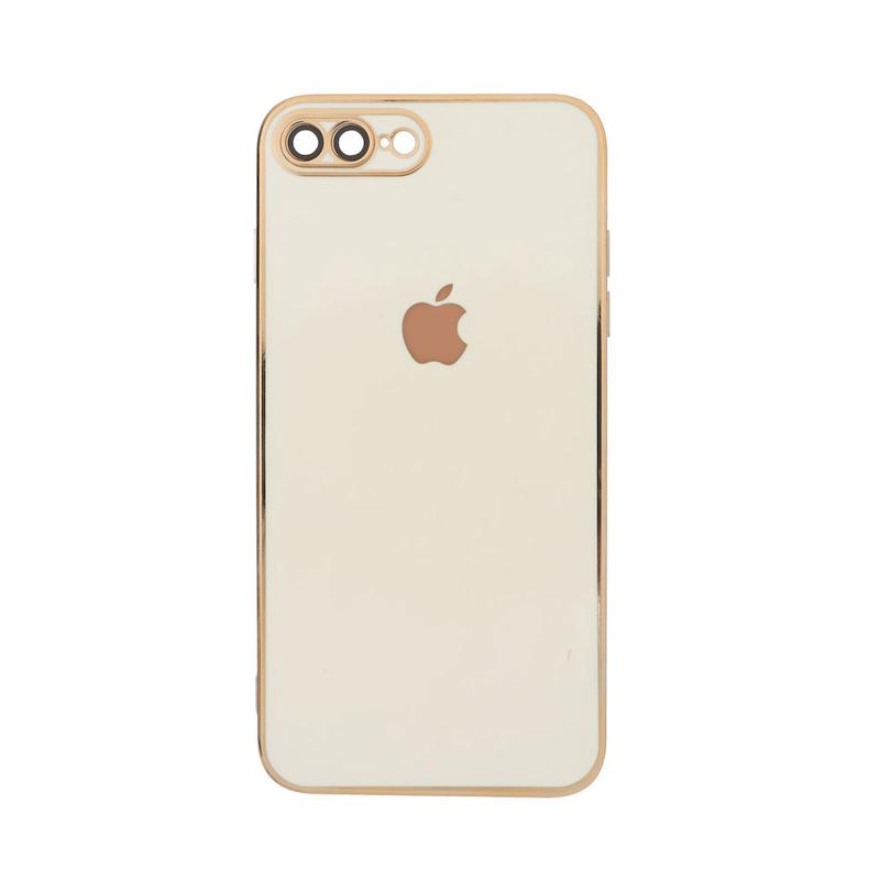 قاب گوشی iPhone 7 Plus - iPhone 8 Plus آیفون طرح ژله ای مای کیس گلد لاین دور طلایی محافظ لنز دار سفید کد 180131