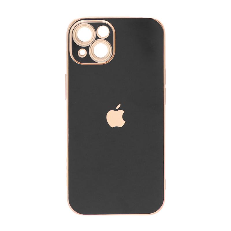 قاب گوشی iPhone 13 آیفون طرح ژله ای مای کیس گلد لاین دور طلایی محافظ لنز دار مشکی کد 180138
