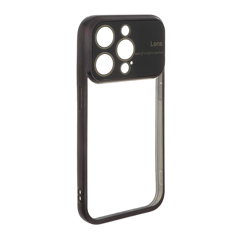 قاب گوشی iPhone 15 Pro آیفون الکتروپلیتینگ ژله ای شفاف اورجینال Camera Lens محافظ لنز دار مشکی کد 180154