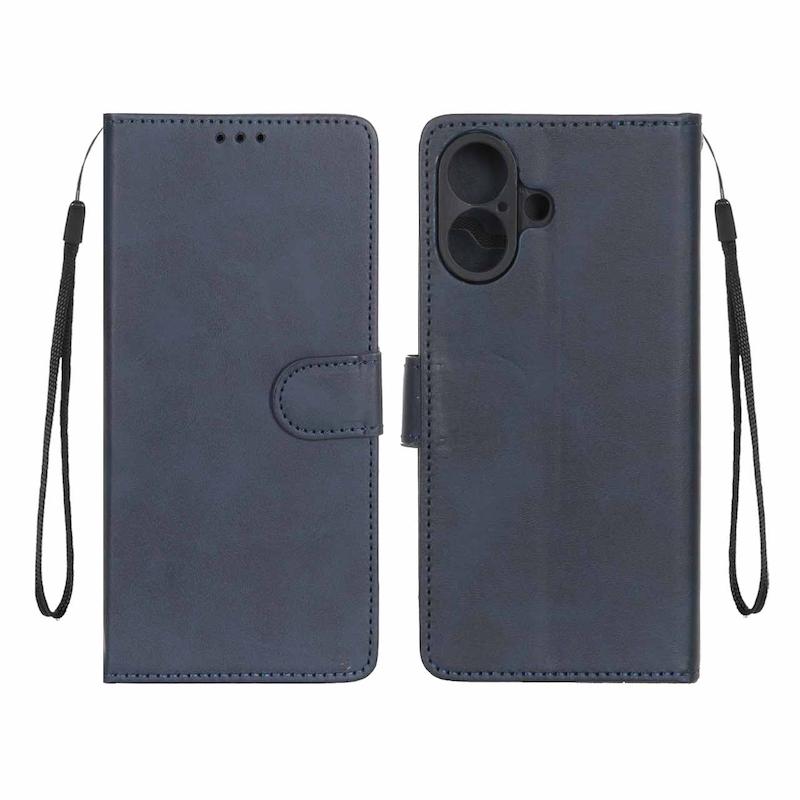 کیف گوشی iPhone 16 آیفون مگنتی طرح چرم کتابی محافظ لنزدار بنددار سرمه ای کد 180165