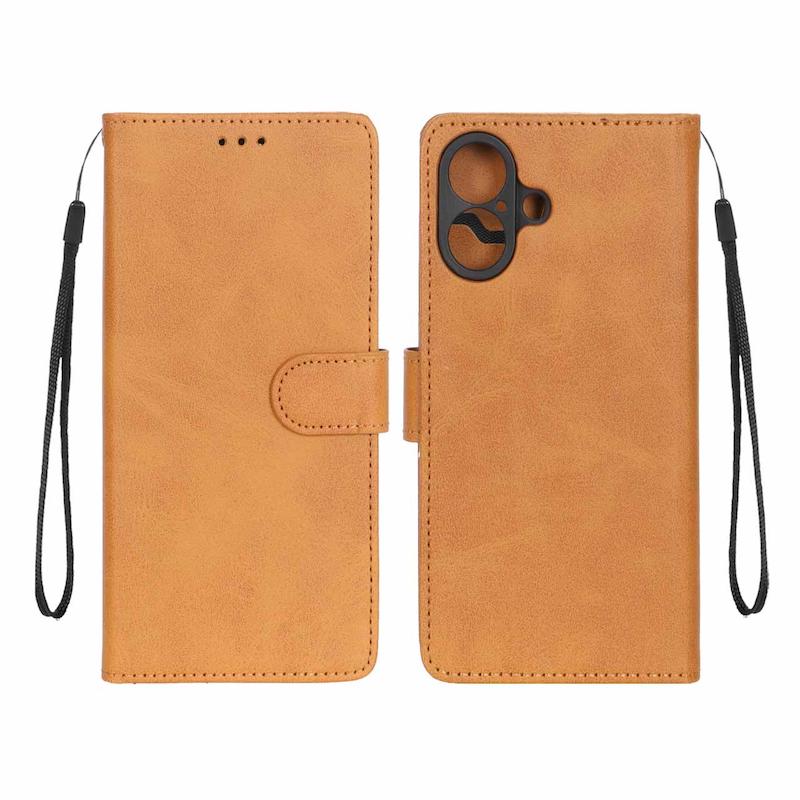 کیف گوشی iPhone 16 آیفون مگنتی طرح چرم کتابی محافظ لنزدار بنددار عسلی کد 180166