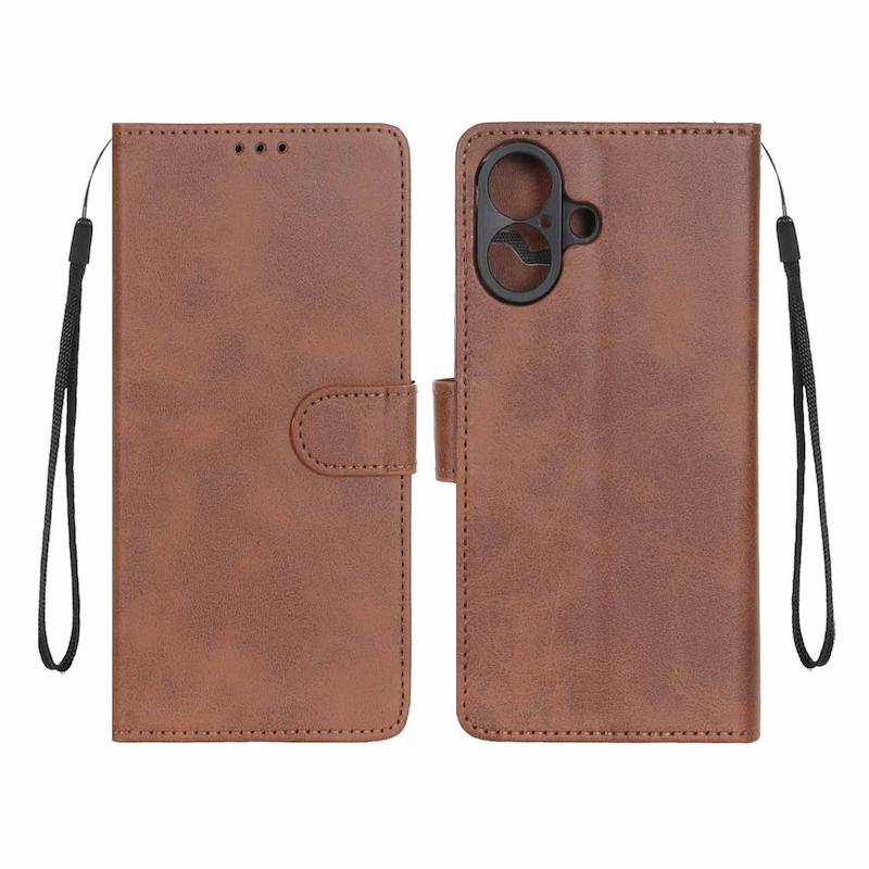 کیف گوشی iPhone 16 آیفون مگنتی طرح چرم کتابی محافظ لنزدار بنددار قهوه ای کد 180167