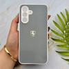 قاب گوشی Galaxy A17 سامسونگ PVD طرح کربن Porsche ضد خش پشت گلس شیشه ای محافظ لنزدار طوسی کد 163297